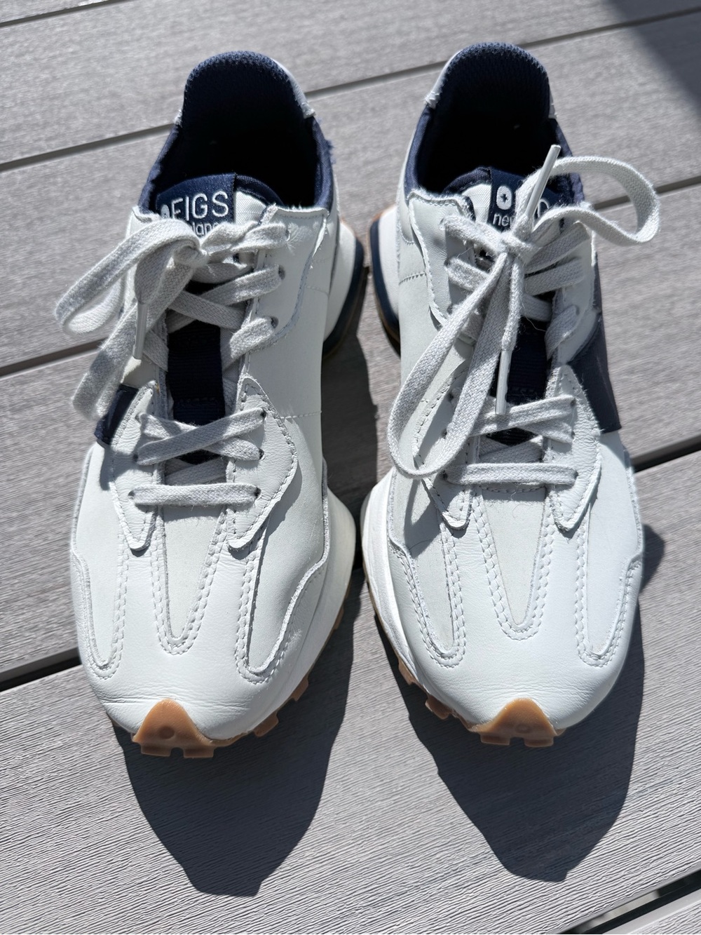 Figs White and Navy Men's Lace-Up Sneakers